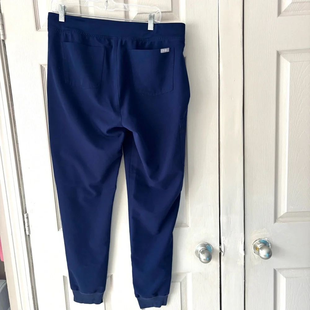 Figs Navy Zamora Joggers Scrub Pants Elastic Waist Zip Pocket SZ L T Worn 1X